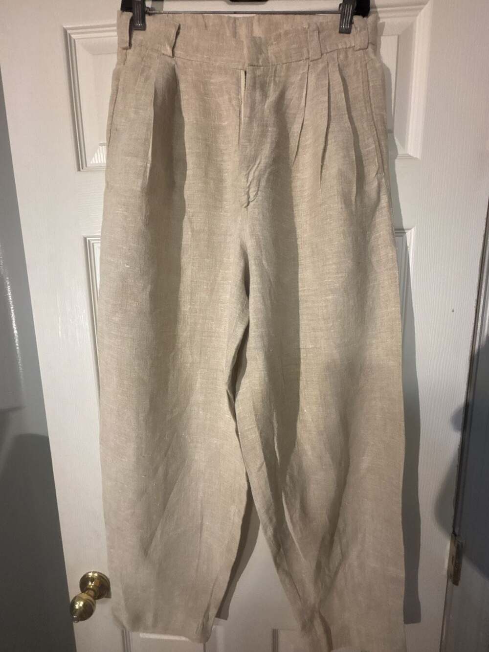 AERE Linen Pleat Front Straight Leg Pants